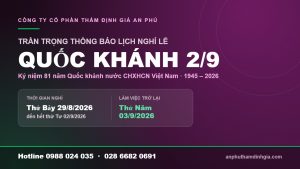 An Phú thông báo lịch nghỉ lễ Quốc khánh 2/9/2026